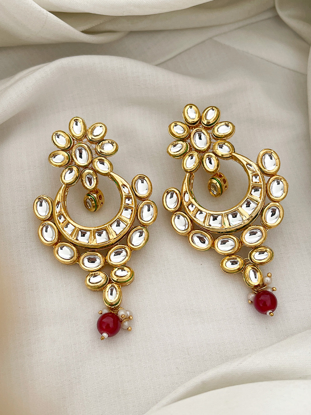 Ishhaara Green Contemporary Chandbalis Earrings