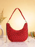 Ishhaara Red Designer Aarohi Embroidered Bag With Handle