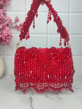 Ishhaara Red Designer Crystal Flap Bags