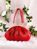 Ishhaara Red Designer Half Frame Cutch Bag