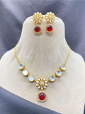 Ishhaara Red Designer Kundan Polki Party Necklace