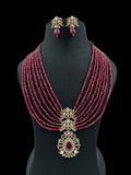 Ishhaara Red Designer Long Polki Kundan Pendant Necklace Set