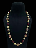 Ishhaara Red Designer Pearls And Red Pumpkin Beads Mala