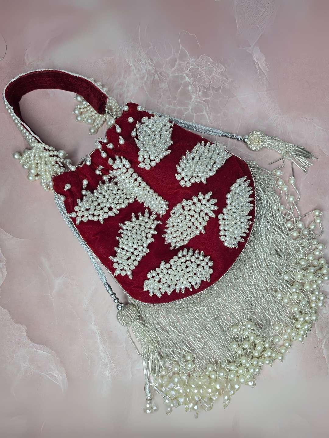 Ishhaara Red Designer Potli Bag  