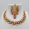 Ishhaara Red Diamond Cut Meena Necklace Set