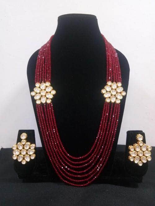 Ishhaara Red Double Side Patch Necklace