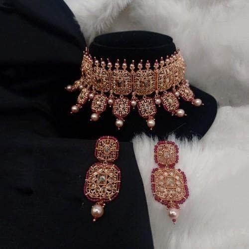 Ishhaara Double Sq Reverse Ad Necklace And Earring Set