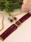 Ishhaara Red Doublet Stone Studded Kundan Choker Set