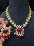 Ishhaara Red Doublet Stone Uncut Polki Necklace Set