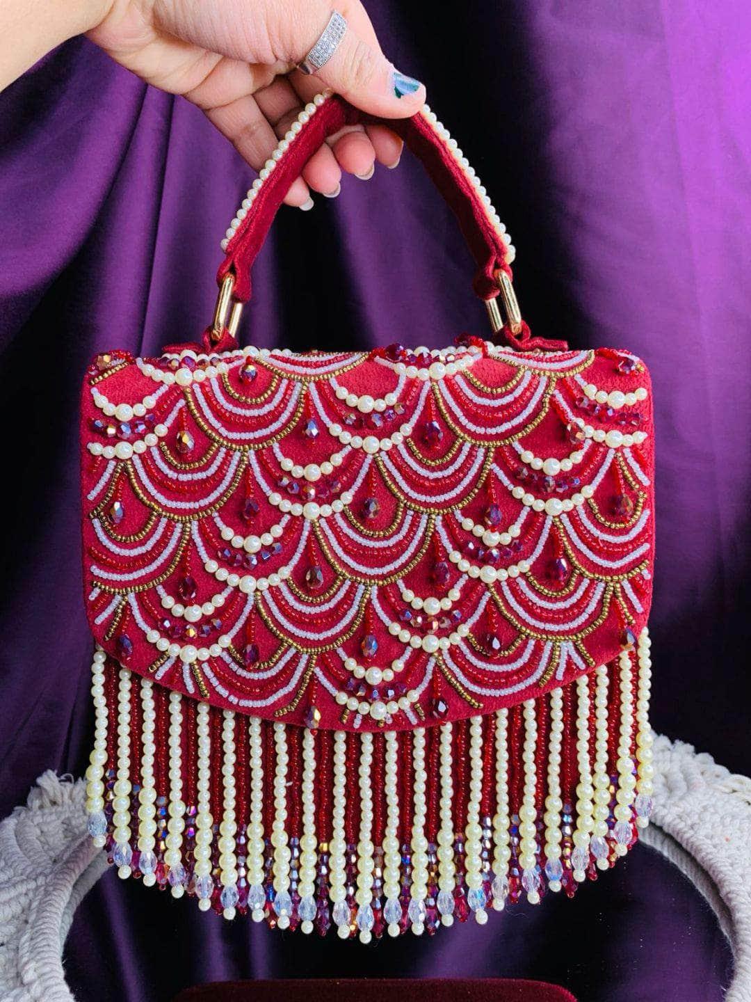 Ishhaara Red Drop Box Clutch Bag