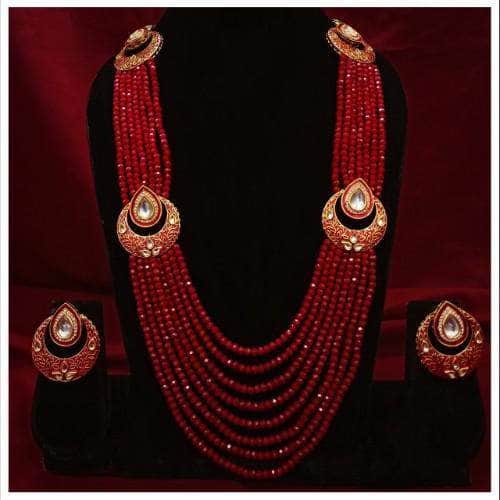 Ishhaara Black Drop Meena Bali Long Necklace And Earring Set