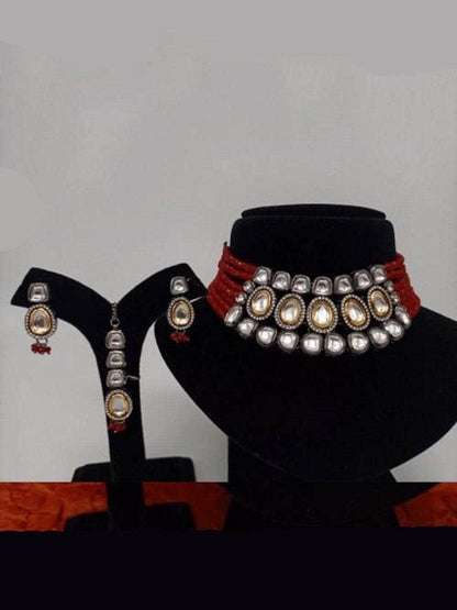 Ishhaara Dual Tonned Ad Kundan Choker And Earring Set