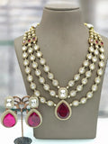 Ishhaara Red Elegant 3 Layer Victorian Ad Haram With Gemstones