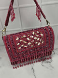 Ishhaara Red Embroidered Tassel Flap Bags