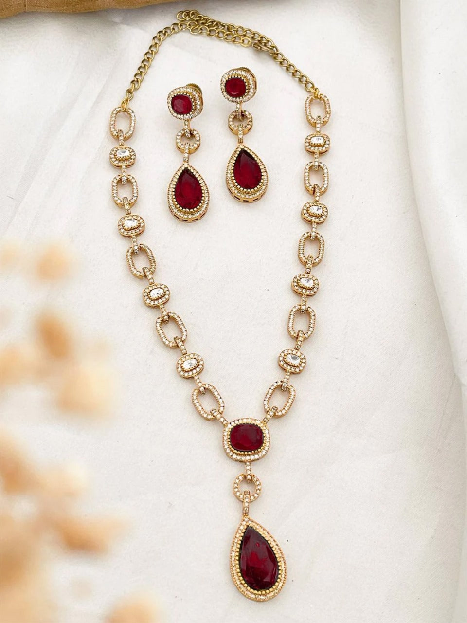 Ishhaara Emeralad Kundan Long Necklace Set