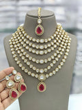 Ishhaara Red Emerald Multi Layer Moissanite Kundan Necklace