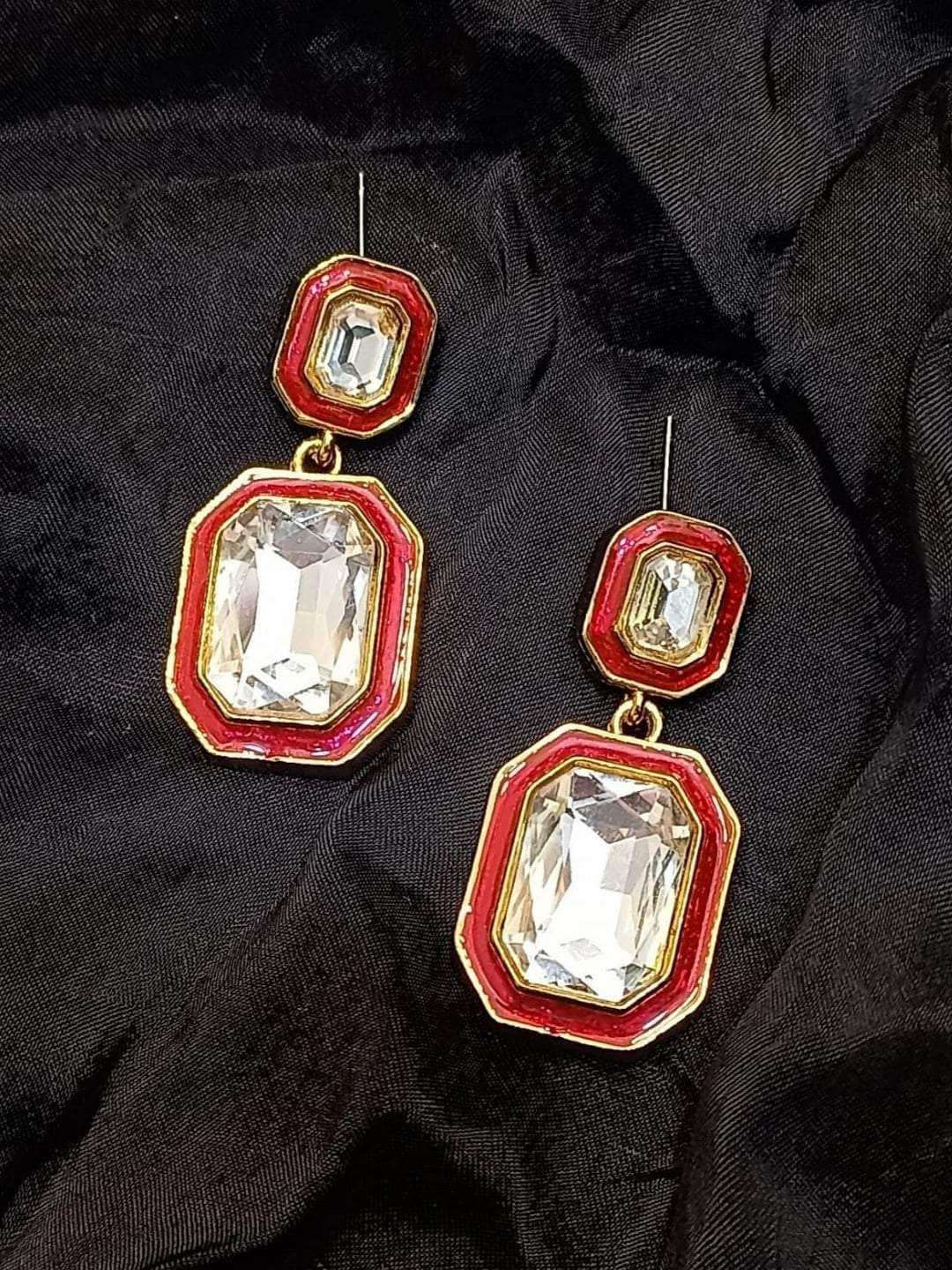 Ishhaara Enamel Drop Earrings
