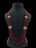 Ishhaara Red Exclusive Handcrafted Beads Polki Necklace Set