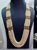 Ishhaara Red Gold Finish Pearl Long Necklace