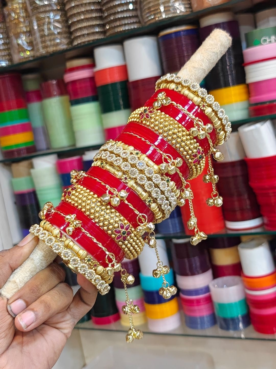 Ishhaara Red Kundan Bangle Set — handcrafted Indian jewellery