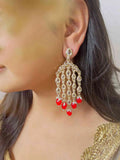 Ishhaara Red Gold Plated Contemporary Drop Earrings