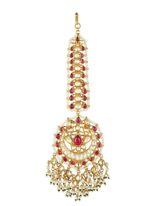 Ishhaara Gold Plated Pearl Drop Maangtikka