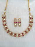 Ishhaara Red Gold Plated Polki Kundan Studded Choker