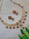 Ishhaara Red Gomentric Drop Hanging Necklace Set