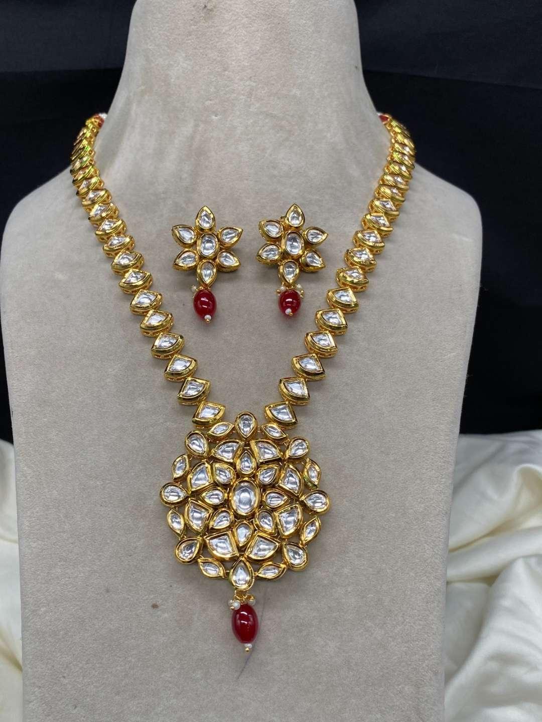 Ishhaara Red Gorgeous Kundan Designer Necklace Set