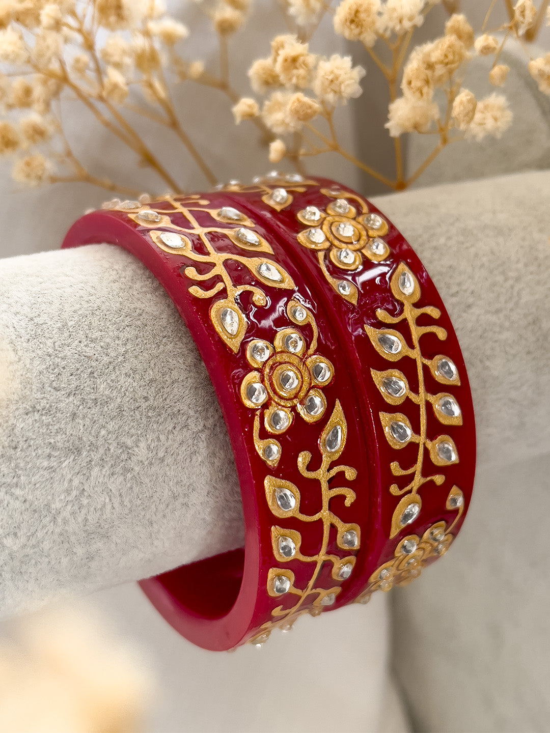 Ishhaara Red Handcrafted Rajwadi Meenakari Bangles