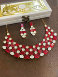 Ishhaara Red Handcrafted Semi Precious Stone Studded Necklace