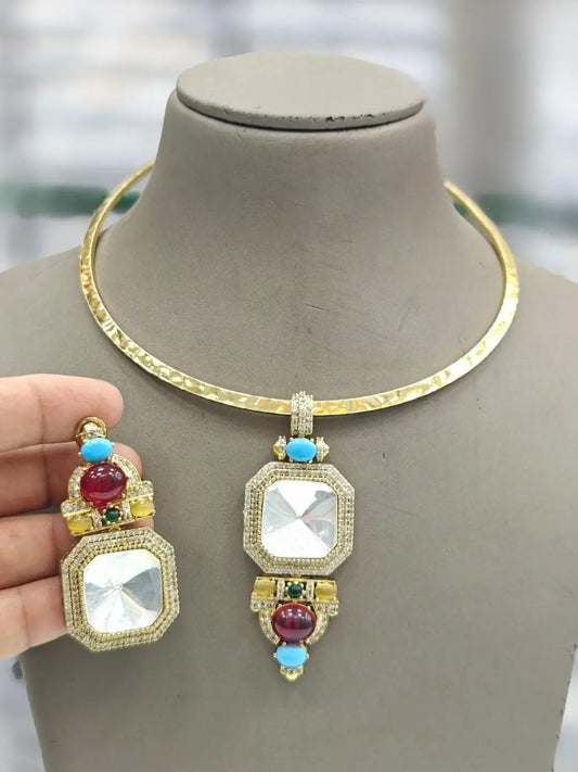 Ishhaara Red Handmade Fusion Necklace Set