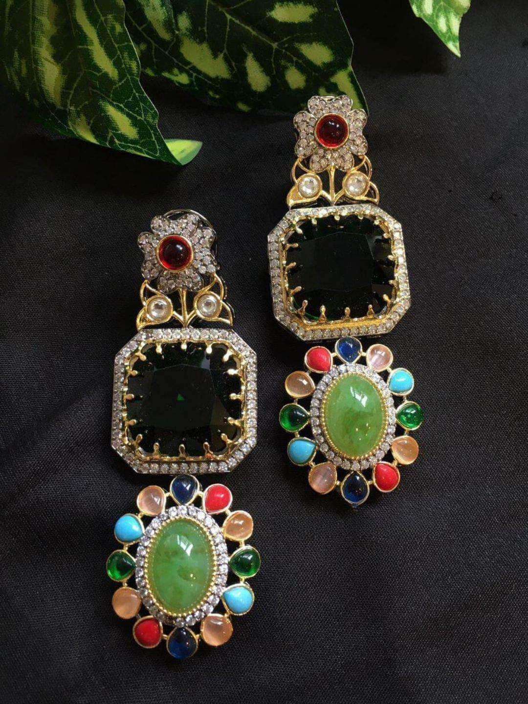 Ishhaara Hanging Sabyasachi Inspired Doublette Stone Earings