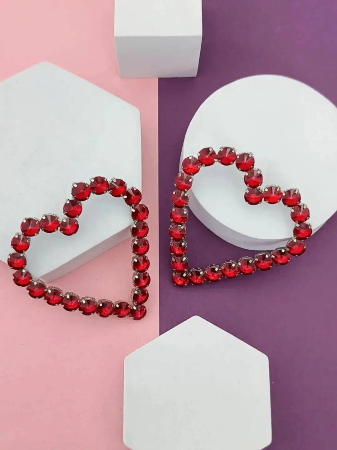 Ishhaara Red Heartflare Statement Earring