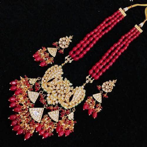 Ishhaara Red Inverted Mango Pendent Necklace
