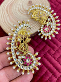 Ishhaara Red Jadau Kundan Studded Earcuff Earrings