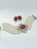 Ishhaara Red Kareena Kappor Khan Inspired Pearl Choker Necklace