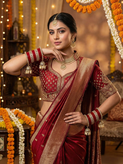 Ishhaara Red Kundan Bangles with Pearls - traditional Indian jewelry - view 5