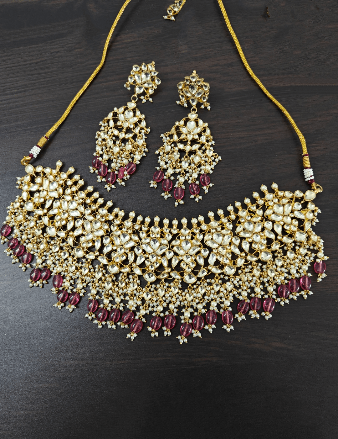 Ishhaara Red Kundan Jadau Necklace Set