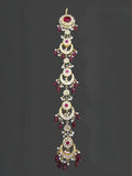 Ishhaara Red Kundan Studded Chandbali Shaped Traditional Choti