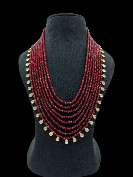 Ishhaara Red Kundan Studded Multilayered Necklace