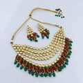 Ishhaara Layered Kundan Coral Hanging Set