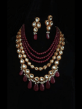 Ishhaara Red Layered Onex Kundan Necklace