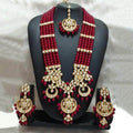 Ishhaara Red Long 3 Chandbali Rani Haar Necklace Set