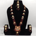 Ishhaara Long Meena Pendant Necklace And Earring Set