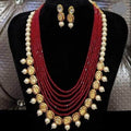Ishhaara Red Long Onyx Kundan Necklace