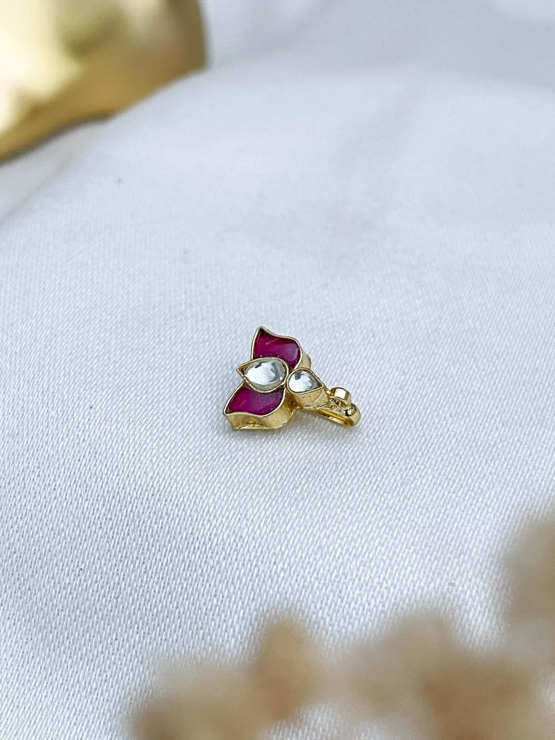 Ishhaara Red Lotus Shaped Kundan Studded Nath