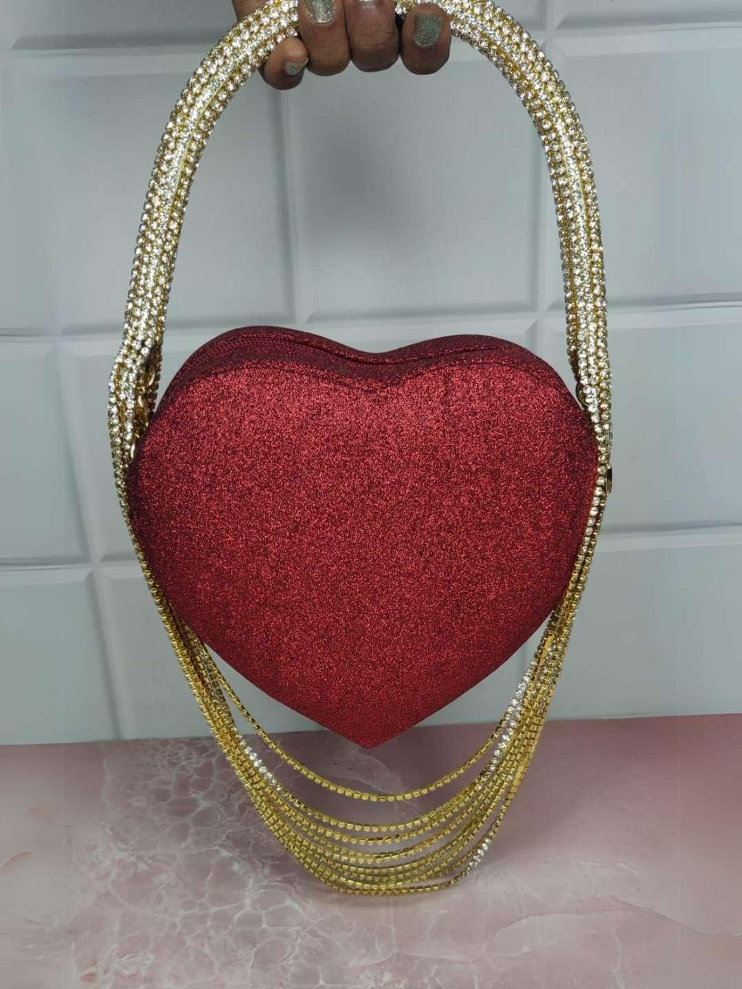 Ishhaara Red Midnight Elegance Heart Clutch Bag