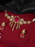 Ishhaara Red Moissanite Doublet Choker Set