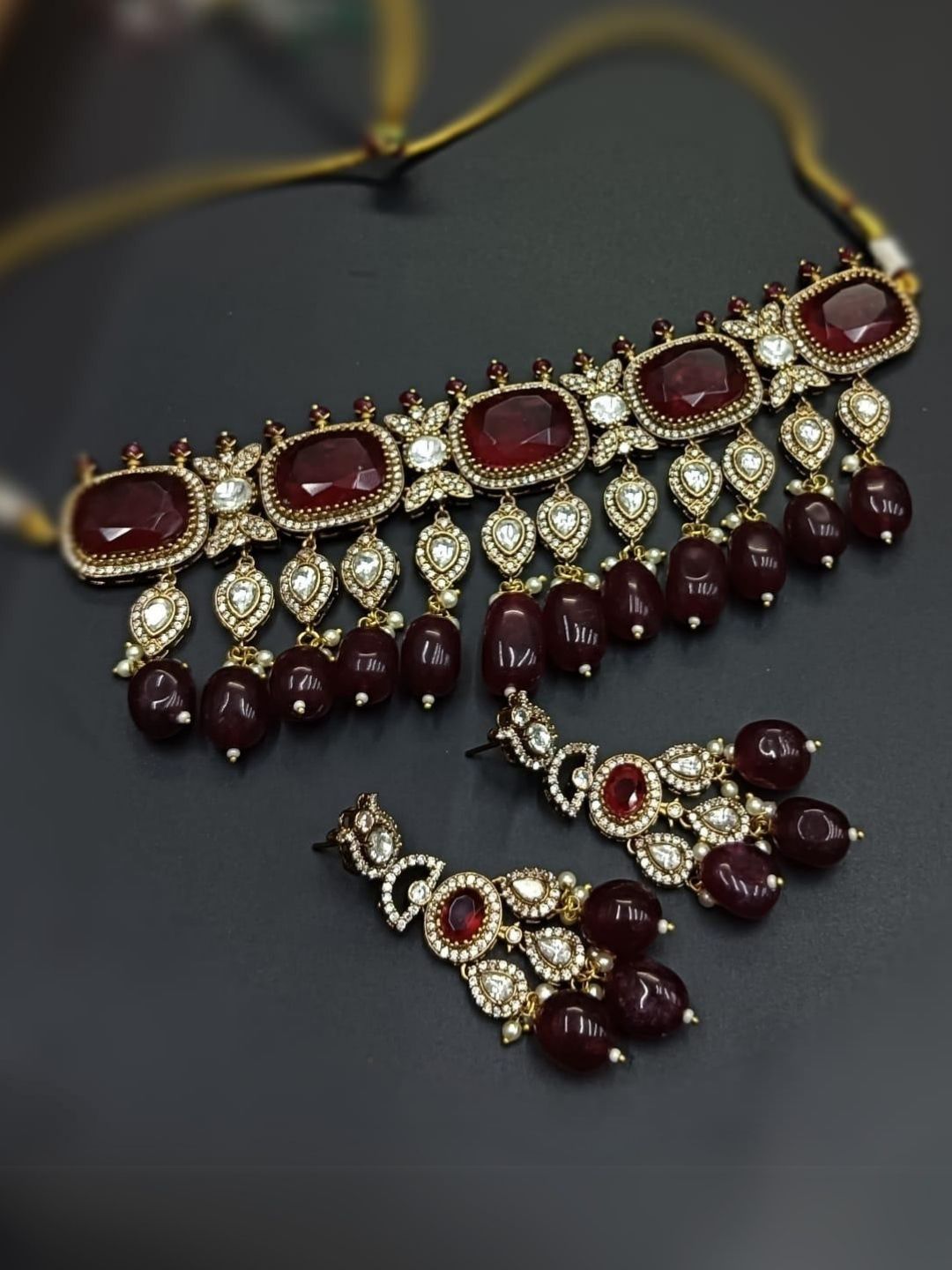 Ishhaara Red Moissanite Kundan Choker